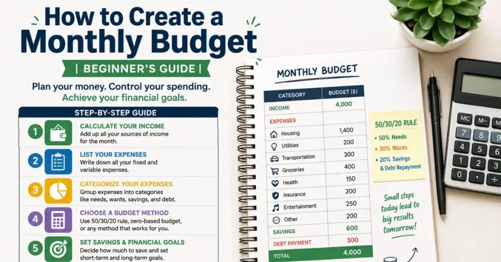 how to create a monthly budget beginner's guide